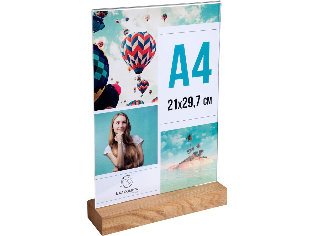 EXACOMPTA Tischaufsteller A4 84258D transparent, holzs. hoch (9002493109384)