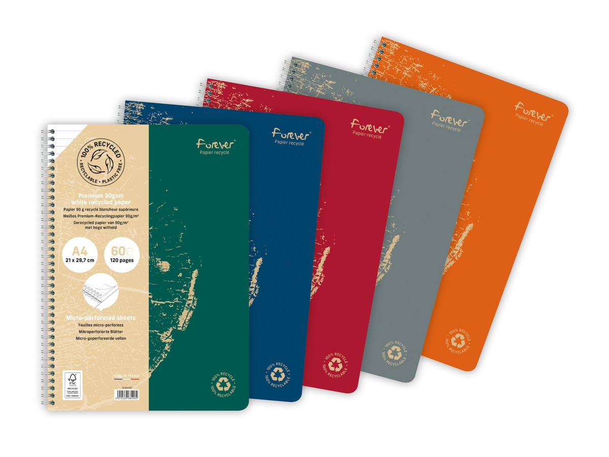 CLAIREFONTAINE Taccuina spirale FOREVER A4 68406C foderato, assortito 60 f. (3210330684062)