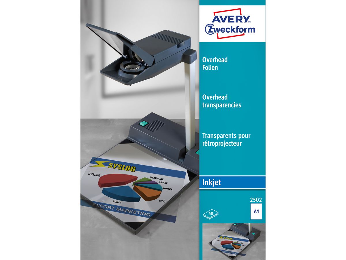 AVERY ZWECKFORM Overhead-Folie A4 2502 0,11mm Inkjet 50 Blatt (4004182025024)