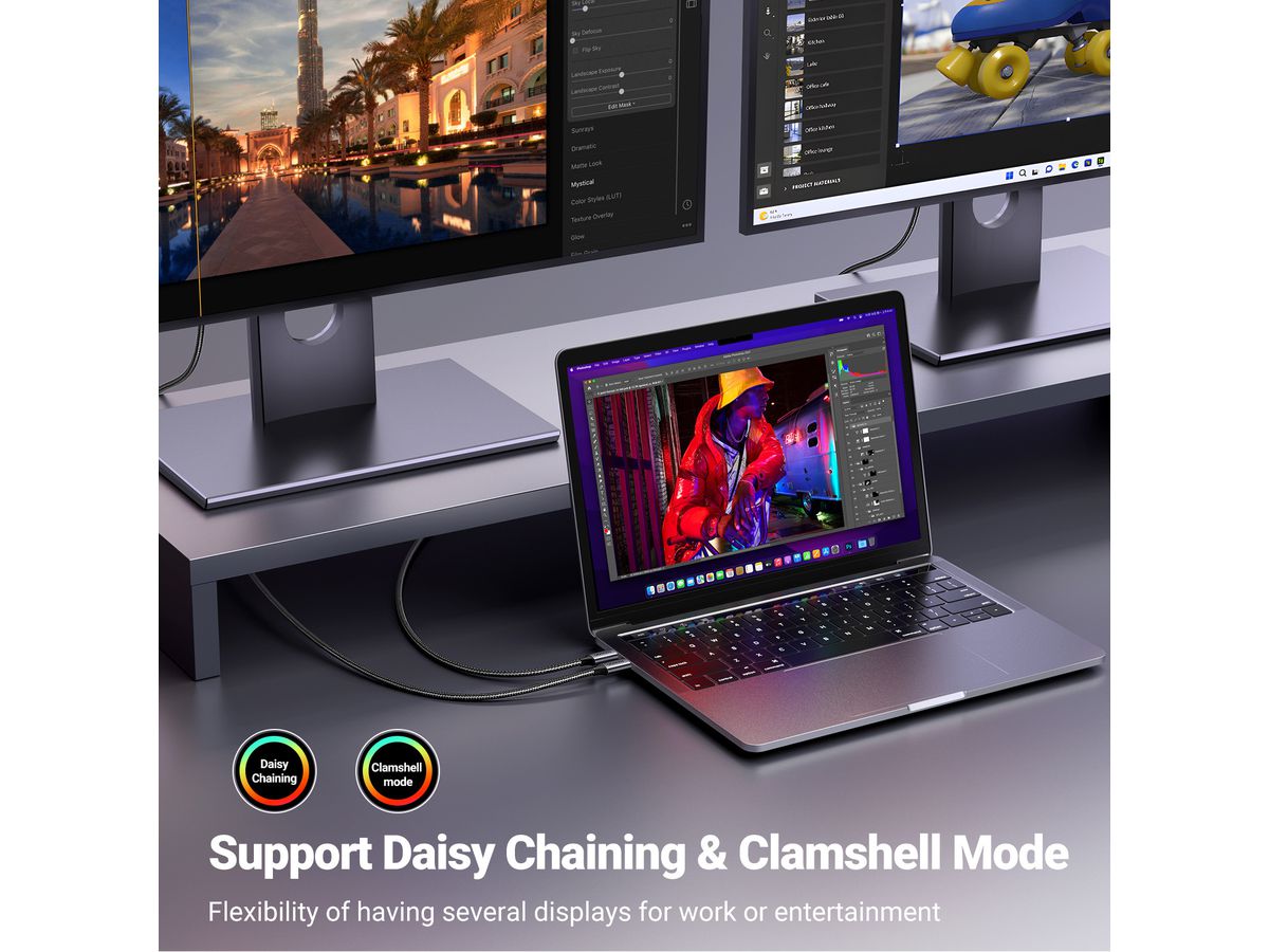 UGREEN USB-C to DisplayPort 8K 25158 Cable, 2m (6941876221585)