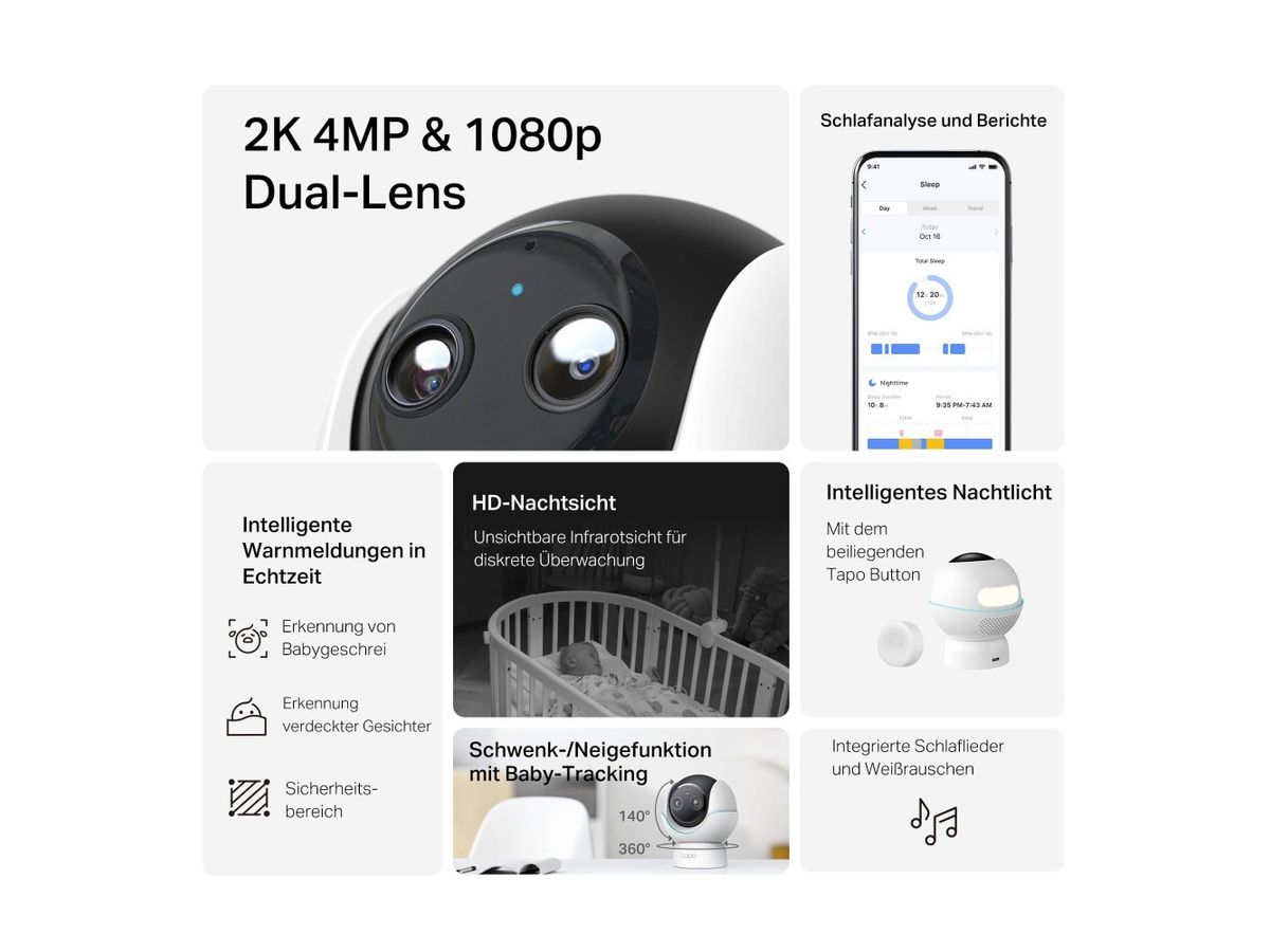TP-LINK Dual-Lens Smart Baby Camera Tapo C840 Pan/Tilt (8885021371405)