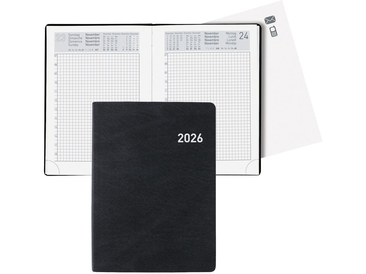 BIELLA Agenda Technikus 2026 825101020026U 1J/1P noir ML 10.1x14.2cm (7611365525317)