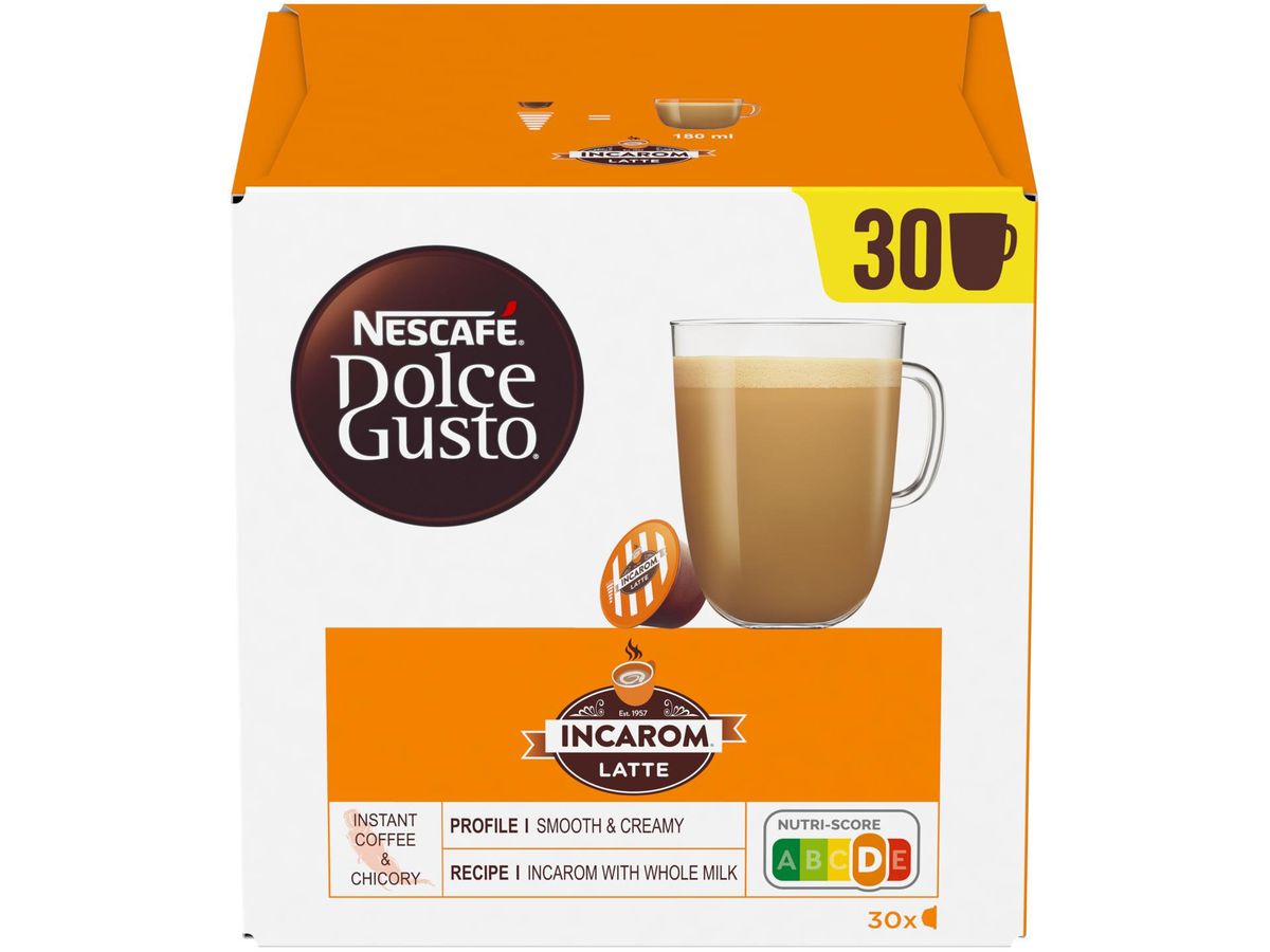 NESCAFE Kaffeekapseln Dolce Gusto 12534112 Incarom Latte 30 Stück (8445290520579)
