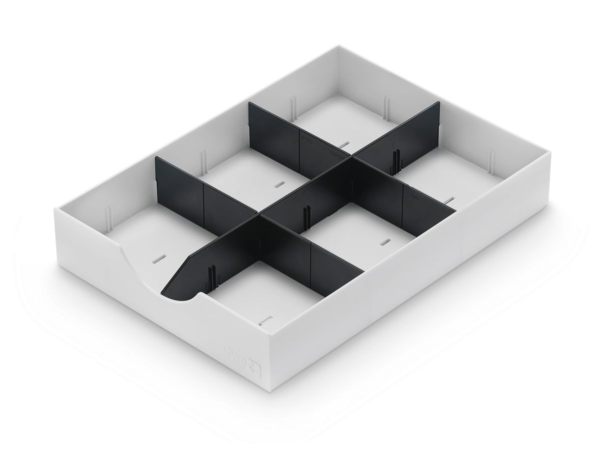 STYRO Systemschublade styrodoc 268-405.05 weiss/schwarz 6-teilig (7612176082075)