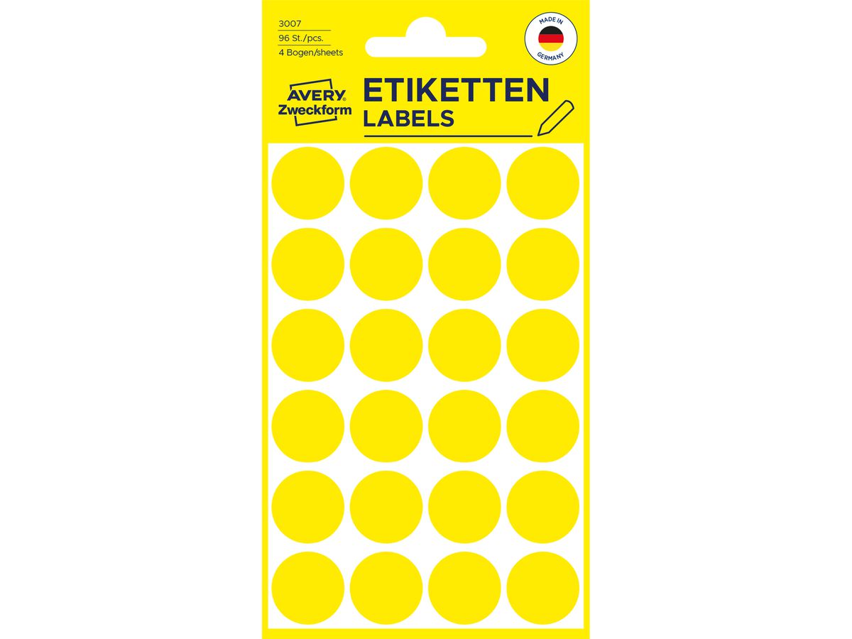 AVERY ZWECKFORM Markierungspunkte 18mm 3007 gelb 96 Stück (4004182030073)