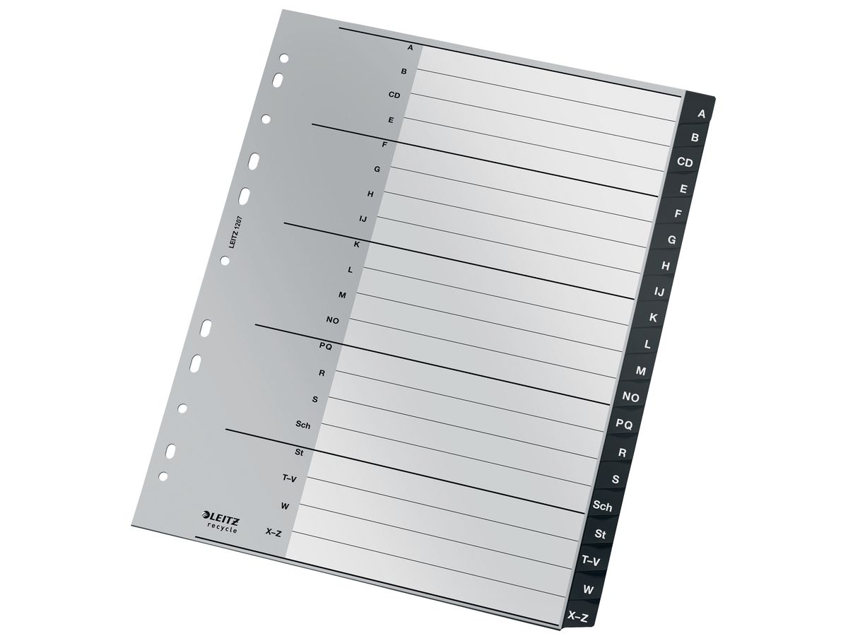 LEITZ Registro PP Recycle A4+ 1207-00-00 nero A-Z 20-pzi. (4002432127085)