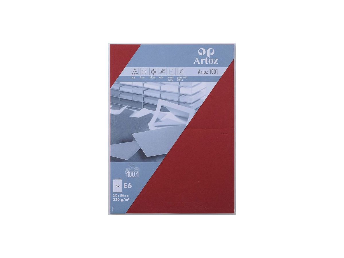 ARTOZ Karten 1001 E6 107372265 220g, weinrot 5 Blatt (7612450251999)