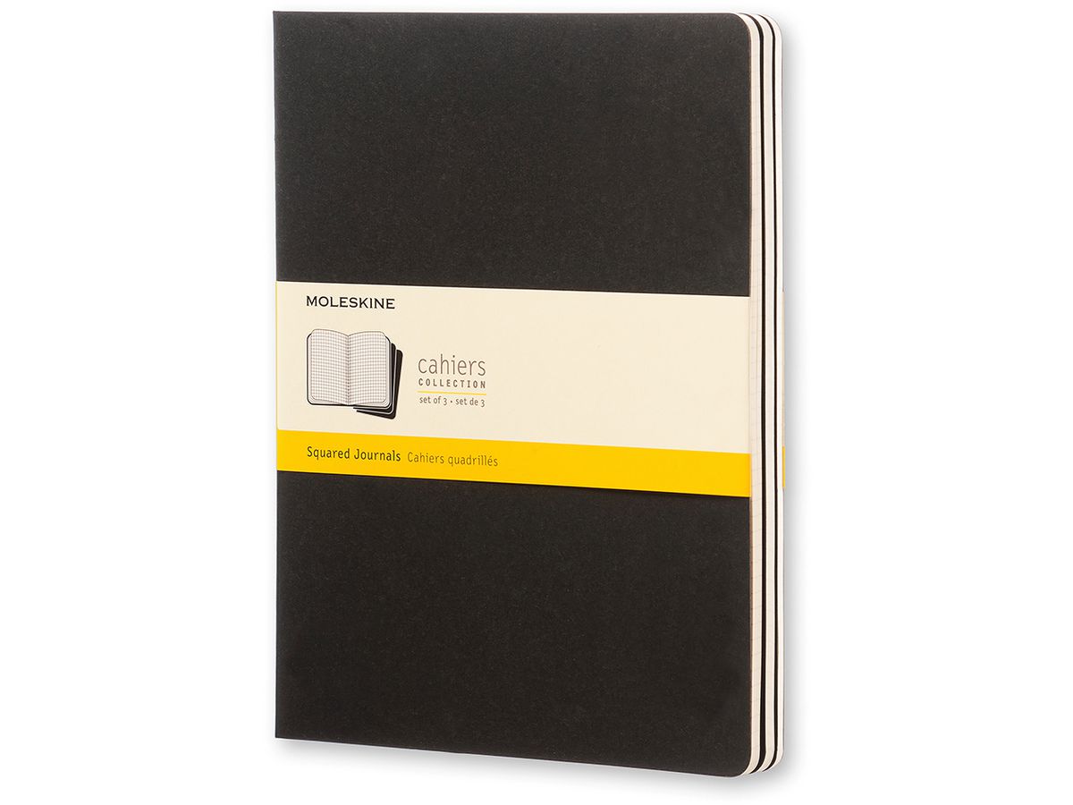 MOLESKINE Quaderno Cahier XL 25x19cm 705021 quadrettato, nero 3 pezzi (9788883705021)