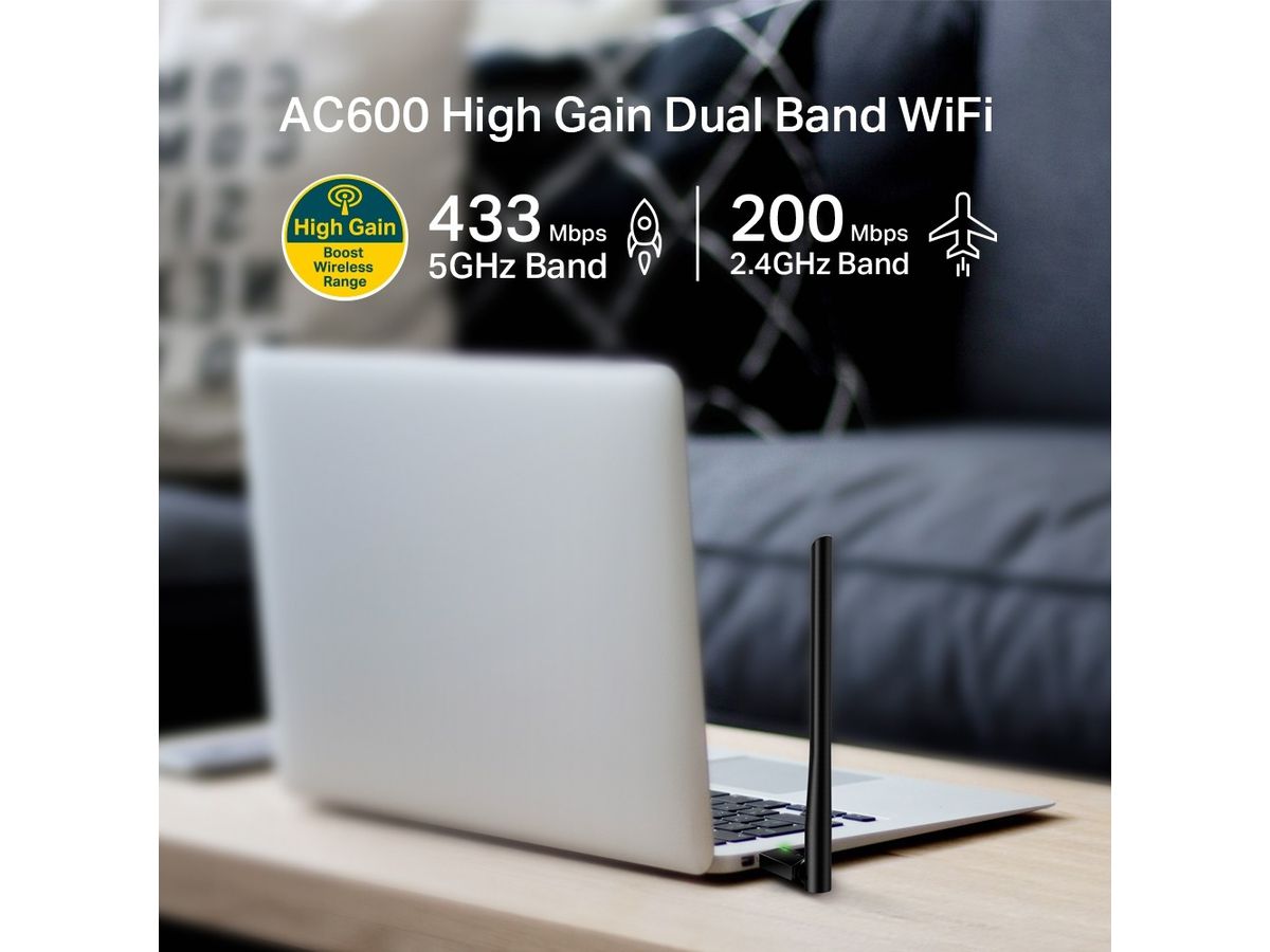 TP-LINK HighGain WiFi Antenna ARCHERT2U Plus, Dualband Adapter USB 2.0 (6935364099862)