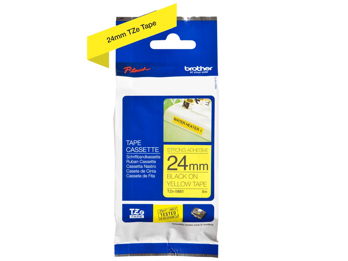 PTOUCH Band, strong/adh. schwarz/gelb TZe-S651 PT-300 24 mm (4977766692700)