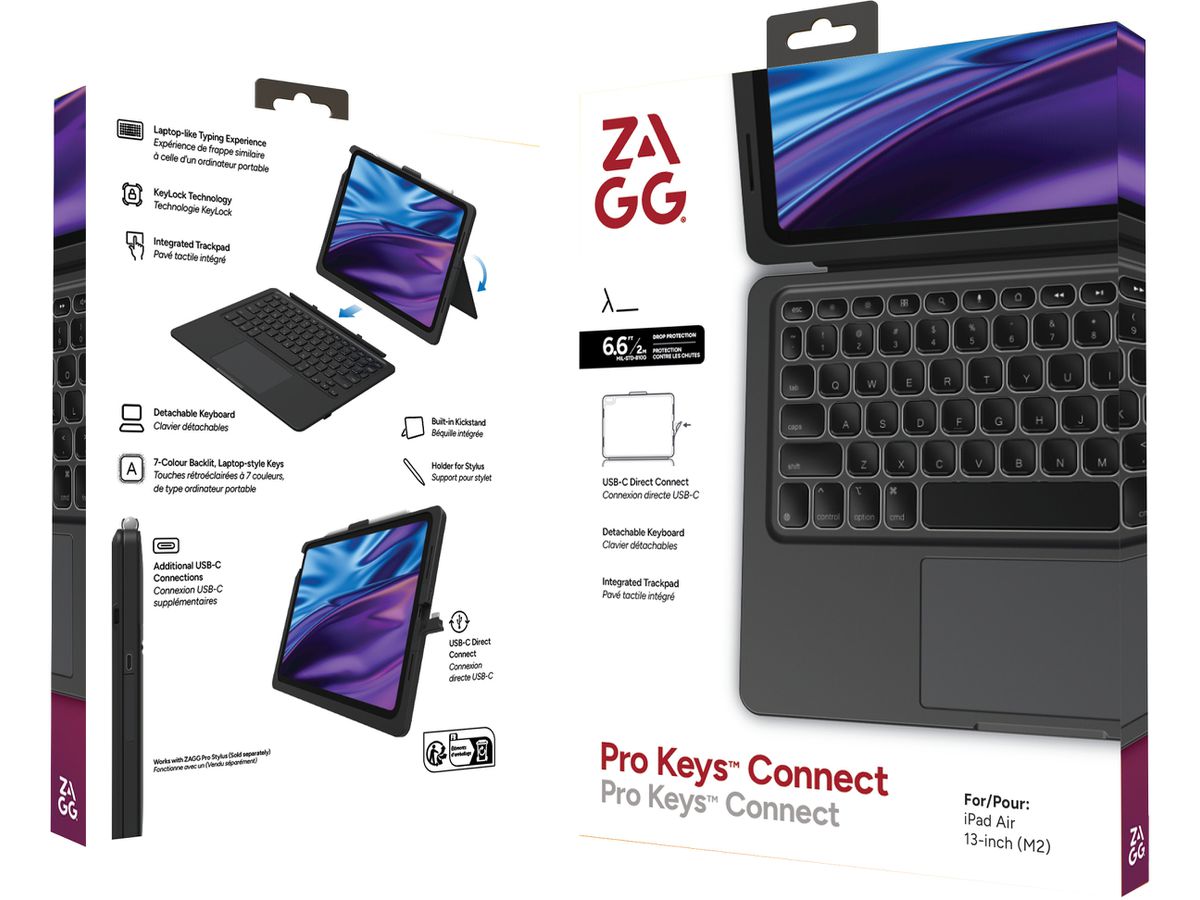 ZAGG Keyboard Pro Keys iPad Air13 103414725 2 Connect, (M2) Black,CH (0840390315670)