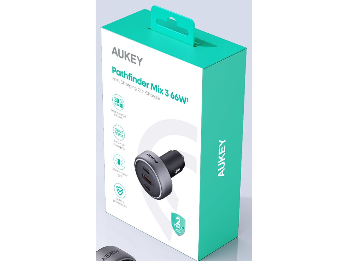 AUKEY Pathfinder PD Car Char. 66W CC-P1 3-Port,USB-A&C (0689323788132)