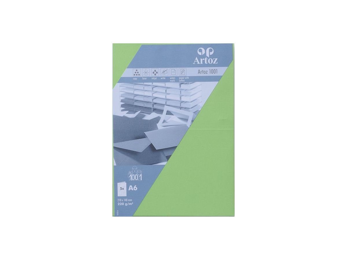 ARTOZ Karten 1001 A6 107322263 220g, birkengrün 5 Blatt (7612450247978)