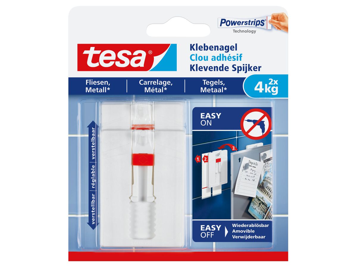 TESA Pin adh. 2x4kg 777670000 Carrelage & métal (4042448340436)