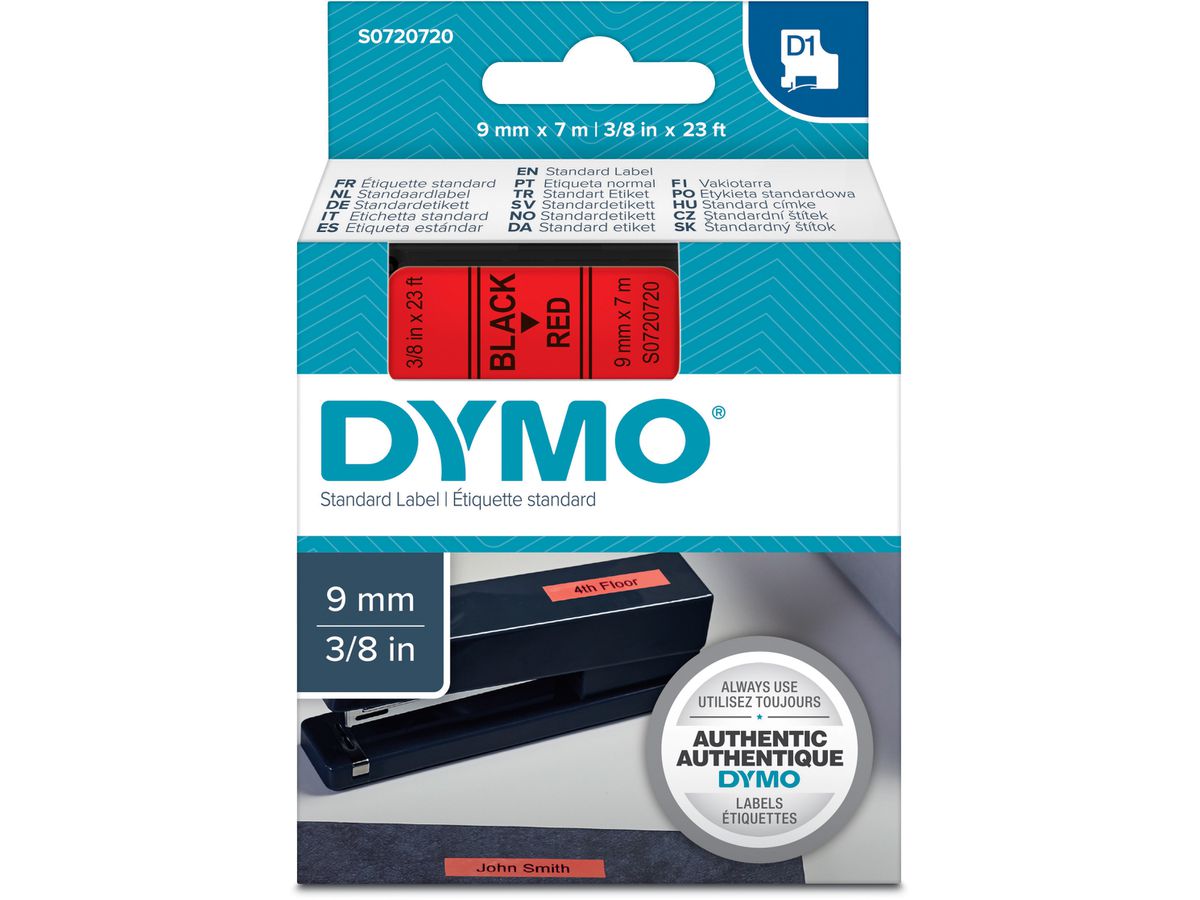 DYMO Nastro D1 nero/rosso S0720720 9mm/7m (5411313409179)
