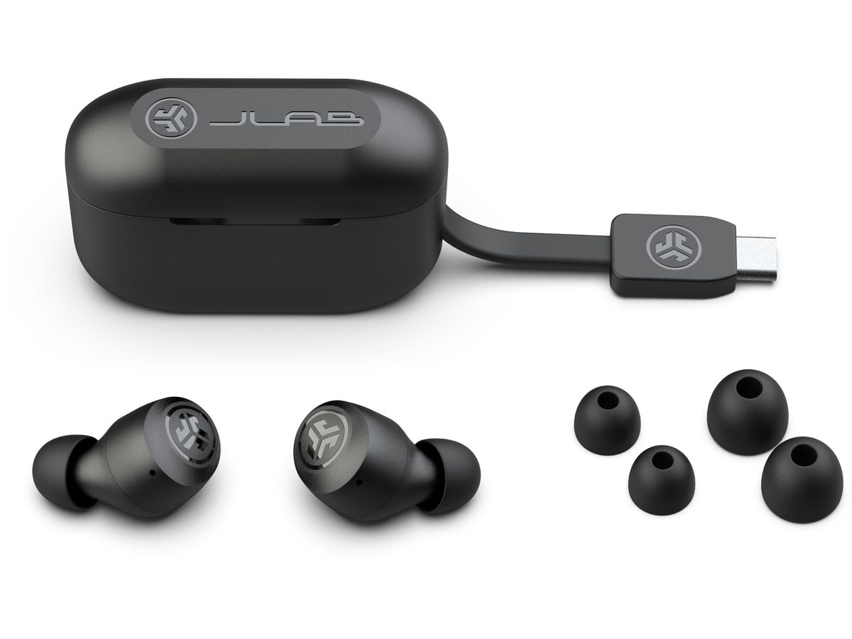 JLAB Go Pop+ Earbuds IEUEBGAIRPOPRBLK124 True Wireless, Black (0812887017183)