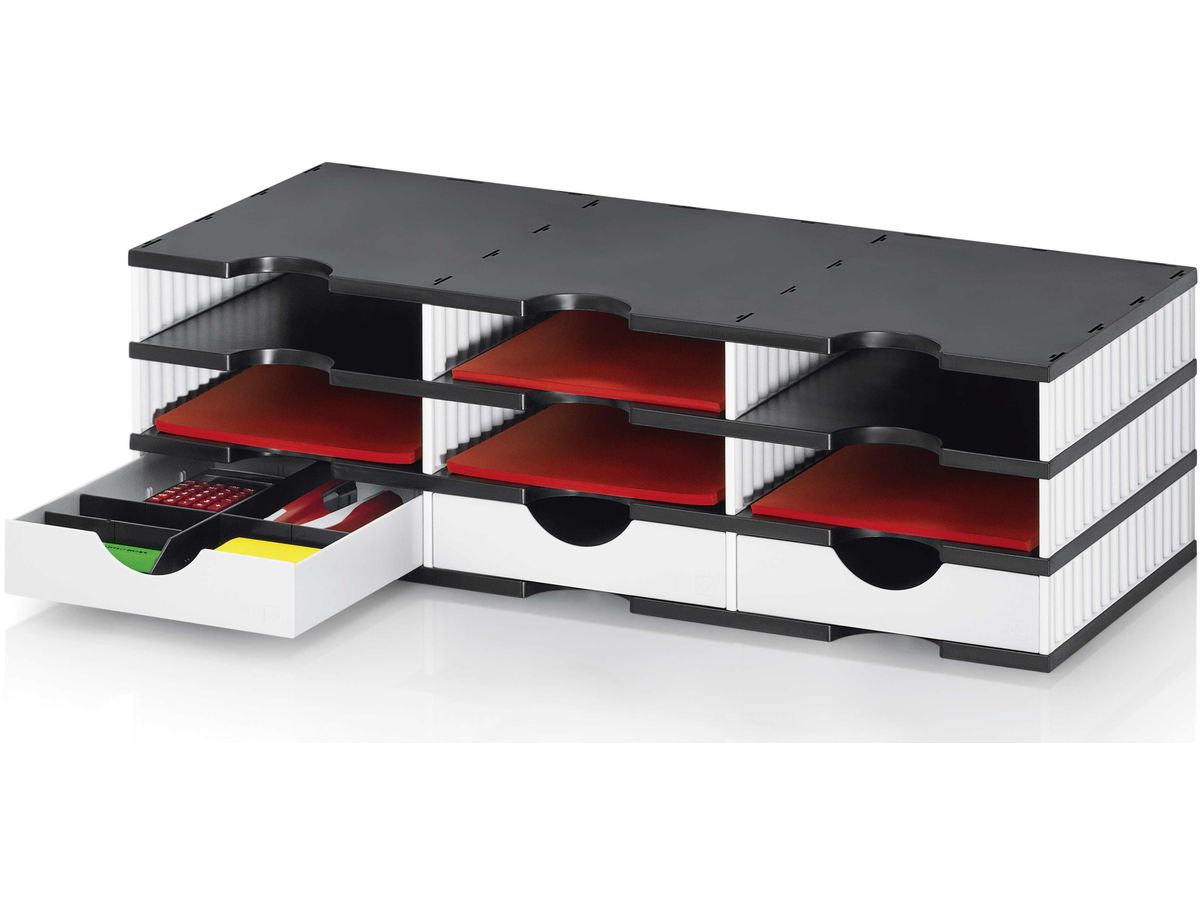 STYRO Ablagesystem styrodoc trio 268-0303.090 schwarz/weiss 6 F./3 Schubl. (7612176082136)