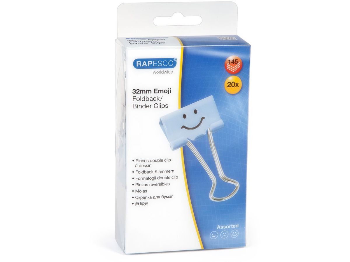 RAPESCO Foldback Clip Emoji 32mm 1353 hellblau 20 Stück (5018505025935)