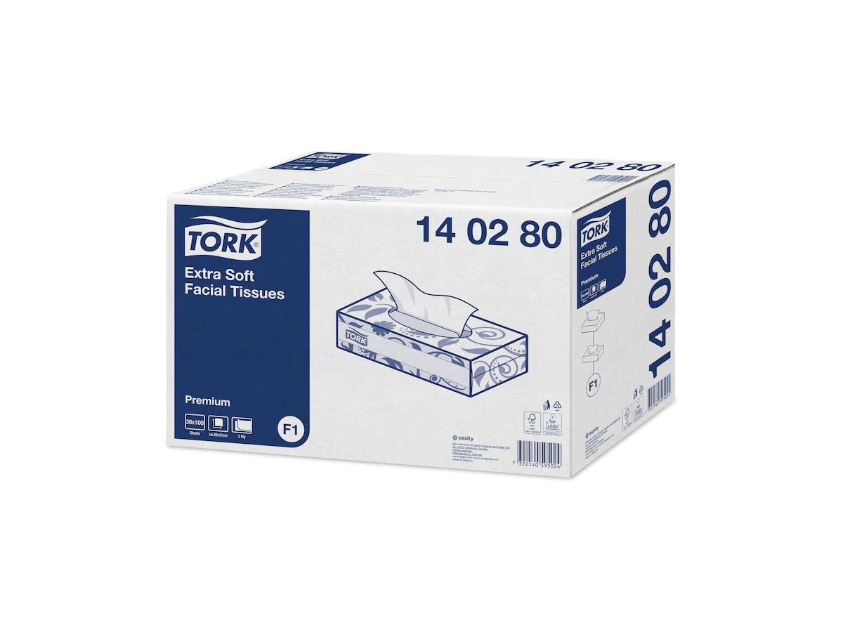 TORK Kosmetiktücher F1 140280 weiss, 2-lagig 100 Blatt (7322540594805)