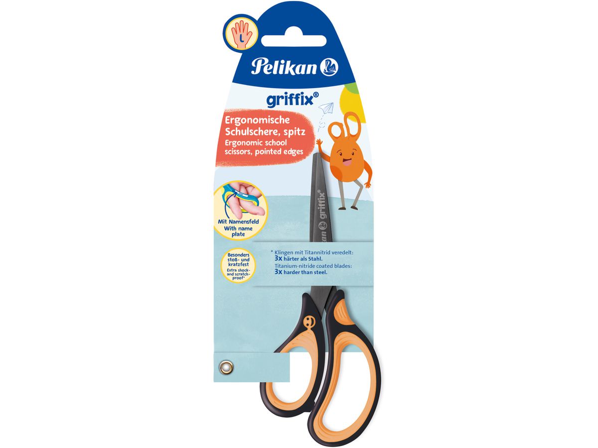 PELIKAN Ciseaux Griffix 819176 neon black, gauchiers (4012700819178)