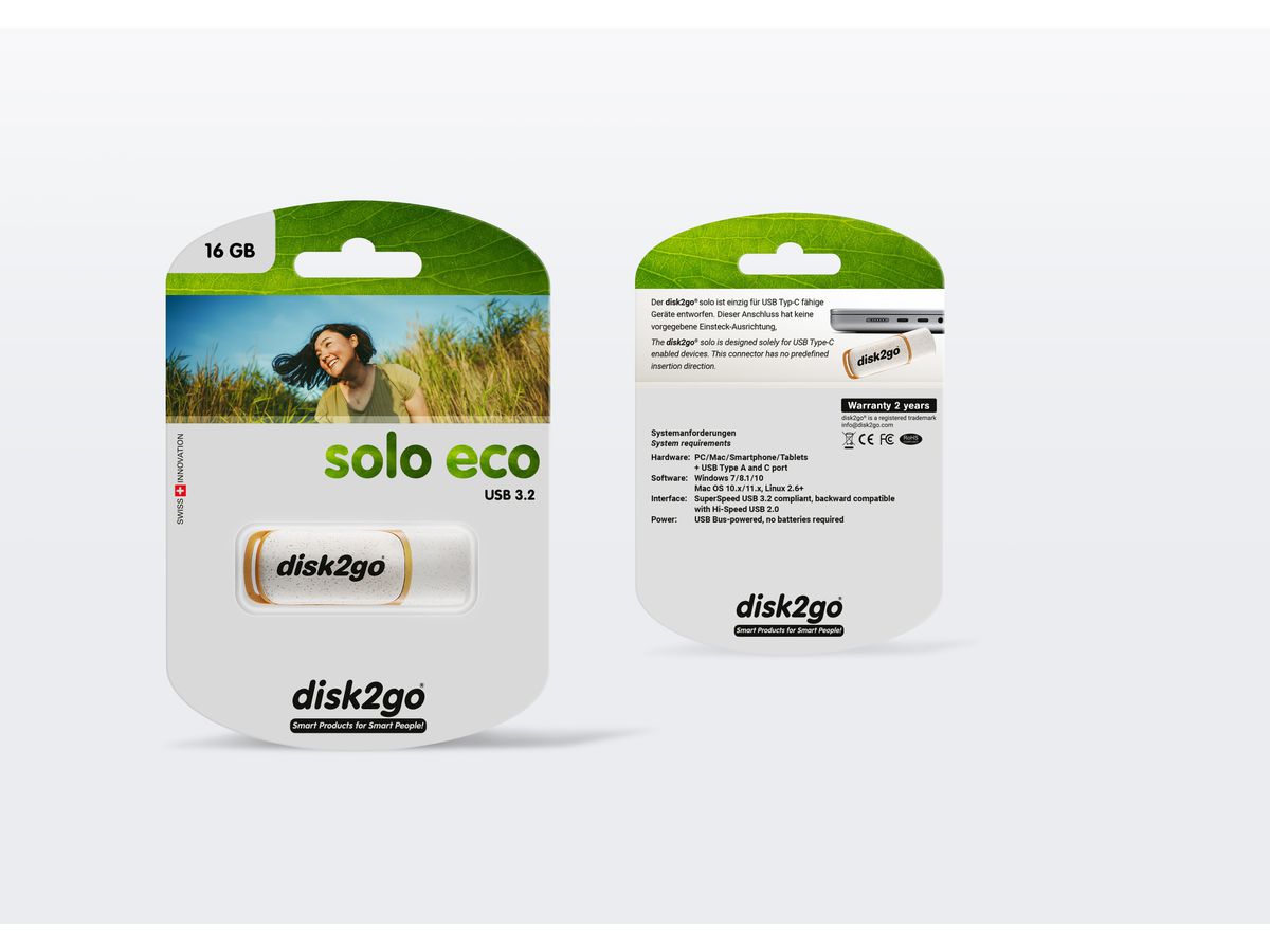 DISK2GO USB-Stick solo eco 16GB 30006801 Type C USB 3.2 (7640111168461)