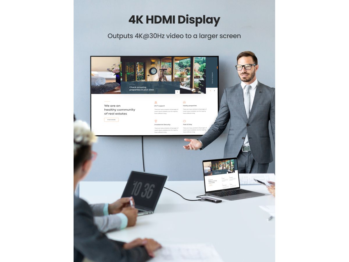 UGREEN USB-C Hub 9in1 HDMI ,VGA,RJ45 40873 SD TF,3xUSB-A,USB-C PD,silver (6957303848737)