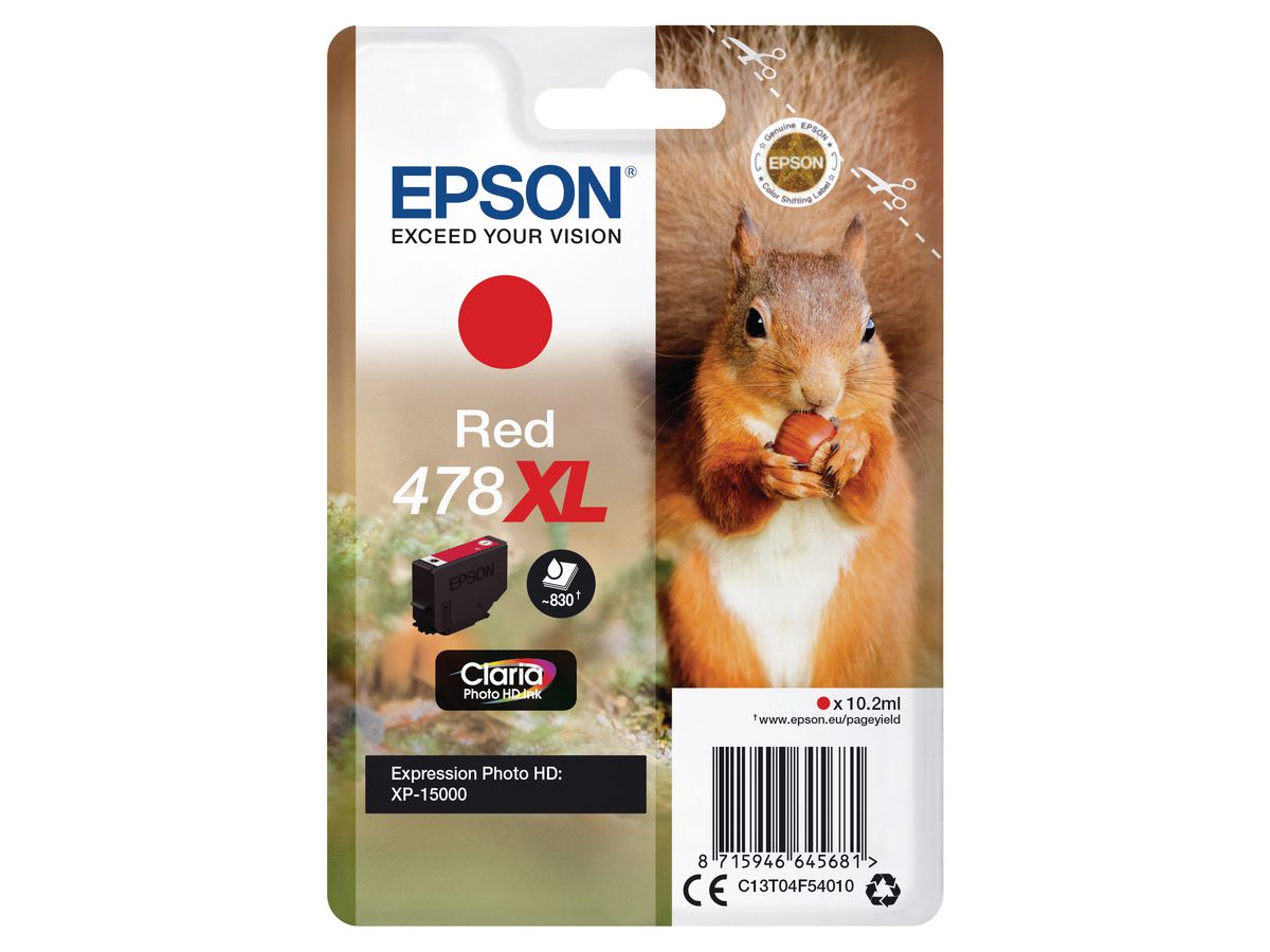 EPSON Cart. d'encre 478XL rouge T04F540 XP-15000 830 pages (8715946645681)