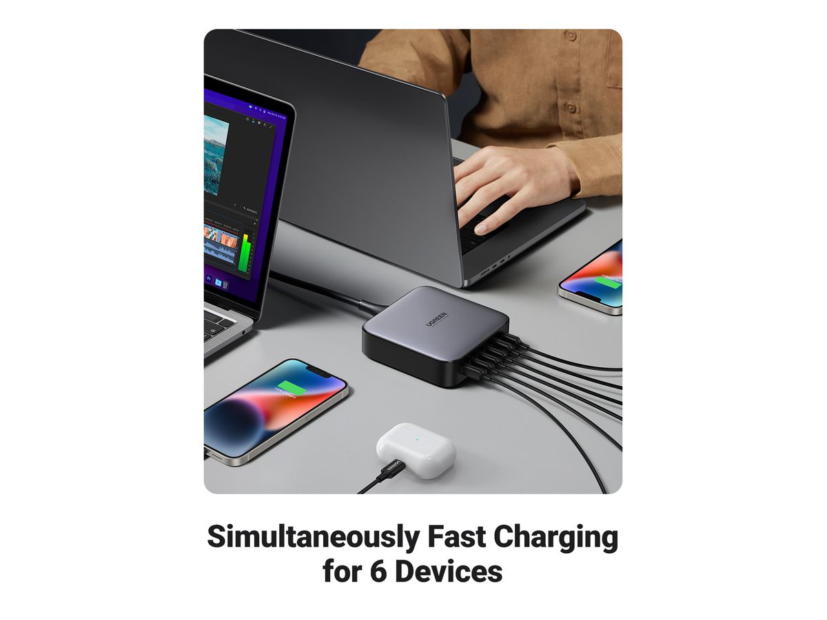 UGREEN USB Desktopcharger Nexode 40914 200W,2xUSB-A+4xUSB-C GaN,Bl. (6957303849147)