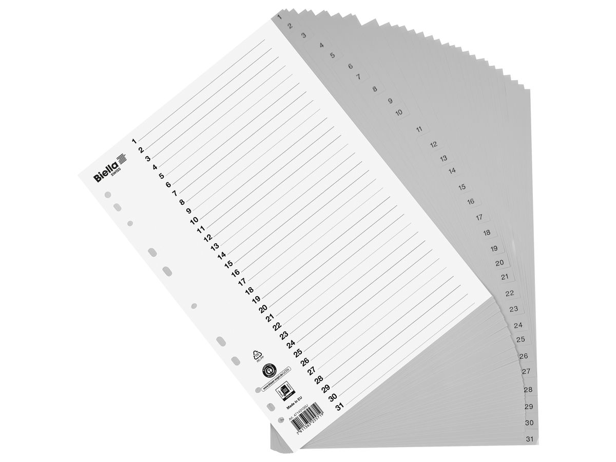 BIELLA Register PP A4 47143100U grau 1-31 (7611365255719)