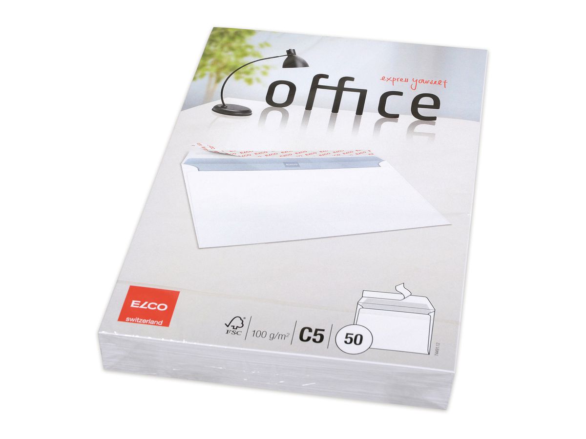ELCO Enveloppe Office s/fenêtre C5 74491.12 100g, blanc 50 pcs. (7611722014829)
