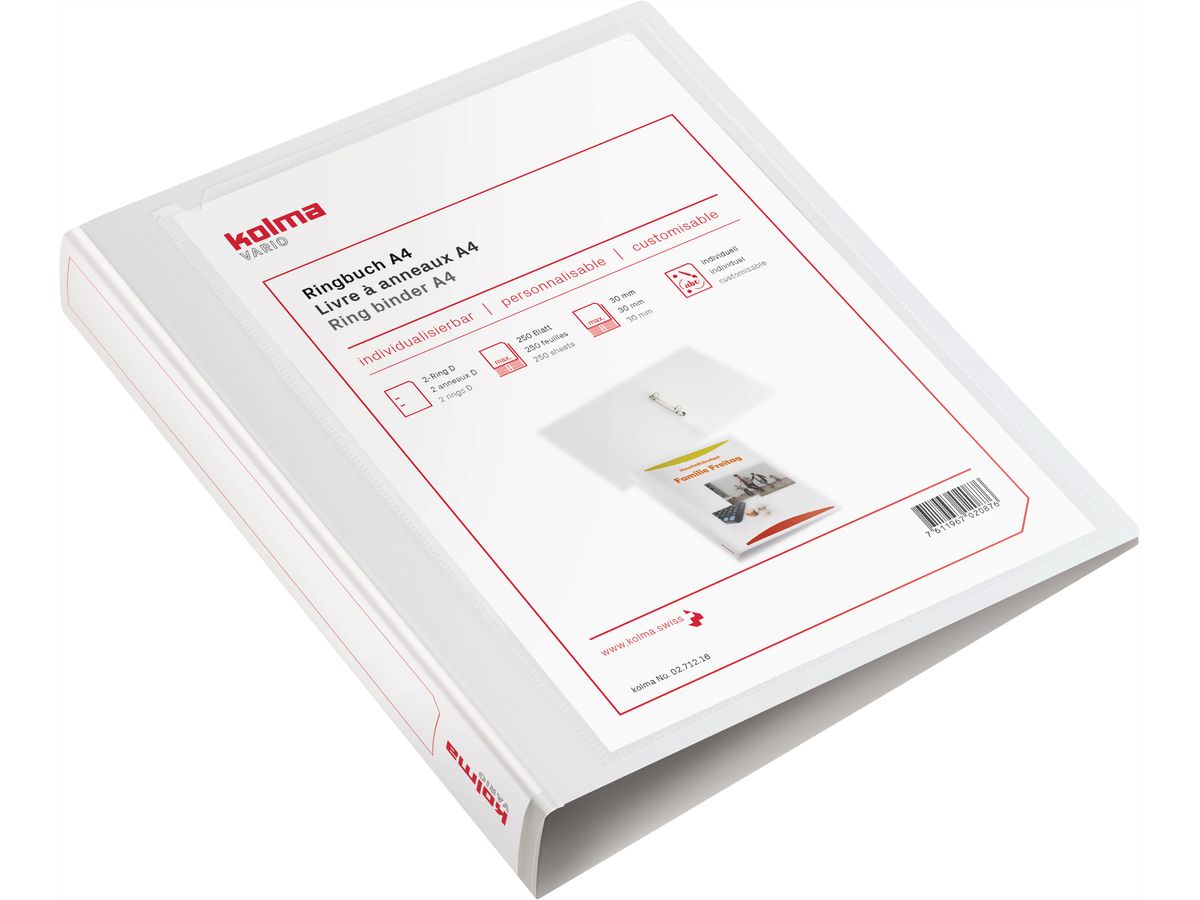 KOLMA Classificatore anelli Vario A4 02.712.16 bianco, 4.8 cm, 2 anelli (7611967020876)