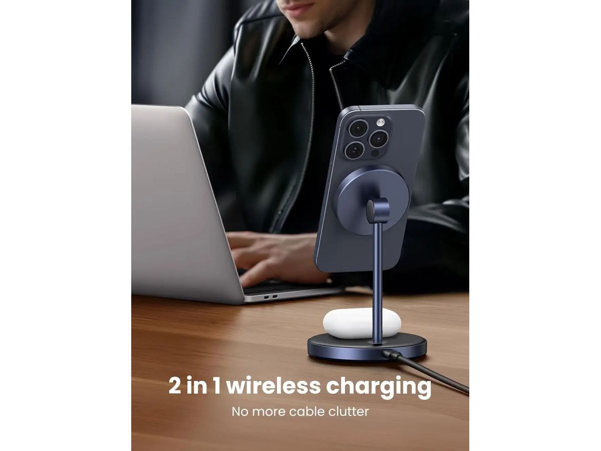 UGREEN Magnetic Wirelss Charger 45382 2-in-1 Qi2 25W, Black (6941876243822)