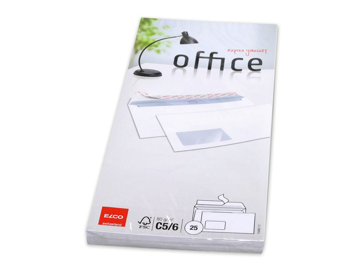 ELCO Couvert Office m/Fenster C5/6 74465.12 80g, weiss 25 Stück (7610425347807)