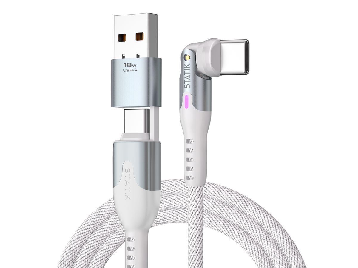 STATIK PowerPivot Pro Nylon Braided PUP-0455-6FT-CC-WHT USB-C to C, 2m,100W White (0810024057696)