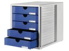 HAN Schubladenbox Systembox 24.30 lichtgrau/blau 5 Fächer (4012473145092)