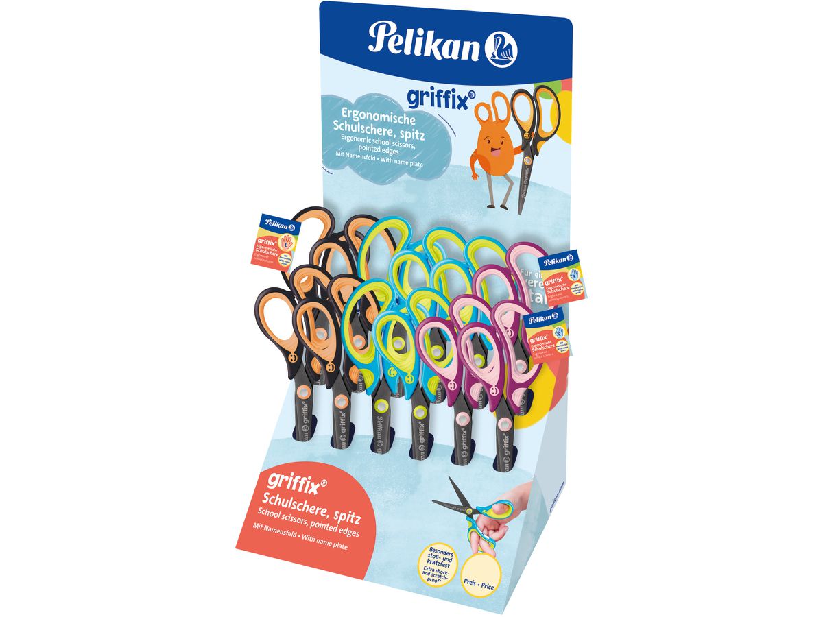 PELIKAN Display Schere Griffix 605380 spitz, ass. 12 Stk. (4012700605382)