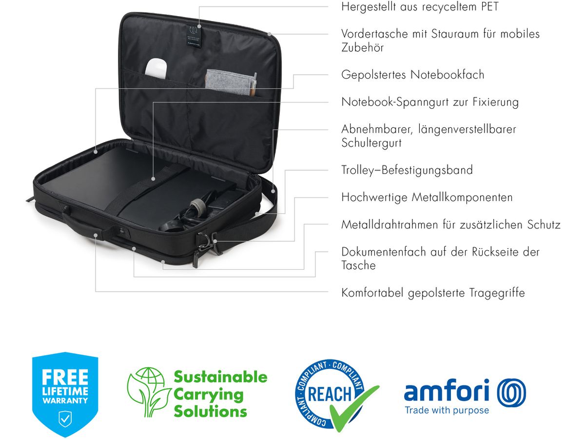 DICOTA Laptop Bag Multi Plus BASE D30492-RPET 15-17.3 inch Black (7640186418874)