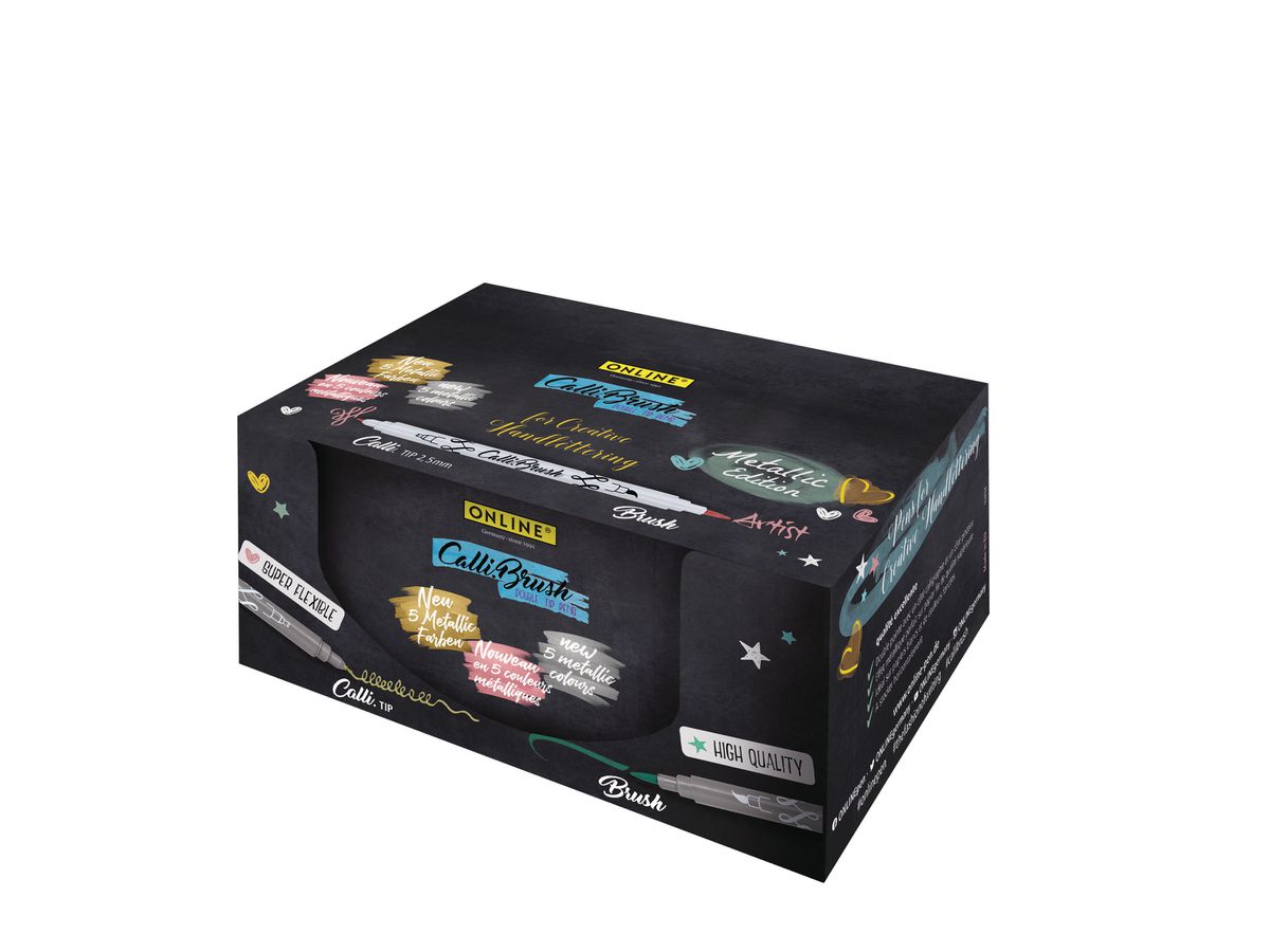 ONLINE Callibrush Pen Double Tip 19090/10 metallic,5 ass.colori/10 pcs. (4014421190901)
