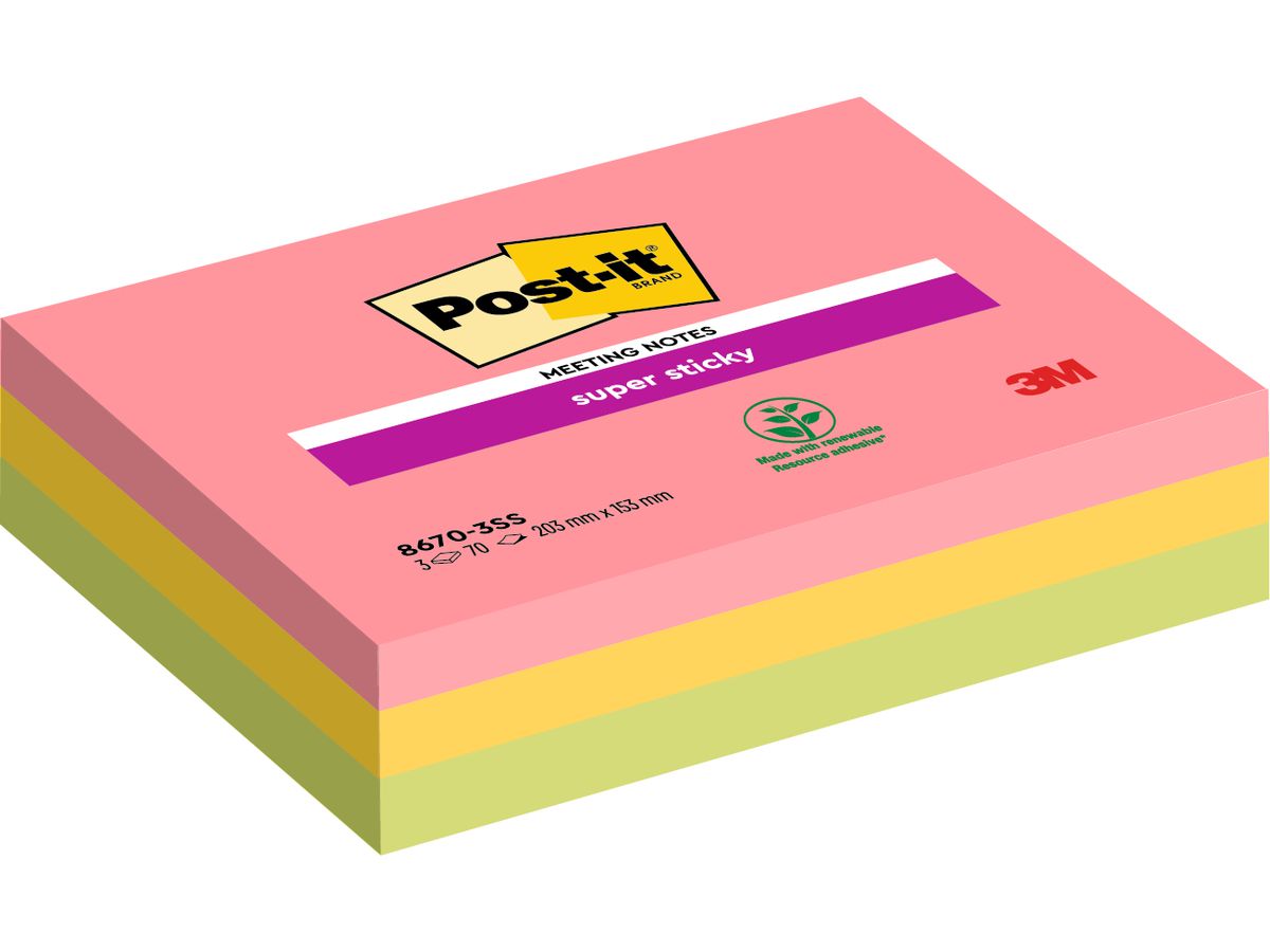 POST-IT Super Sticky Meeting 203x152mm 8670-3SS-EU 3x70 Blatt (4054596856646)