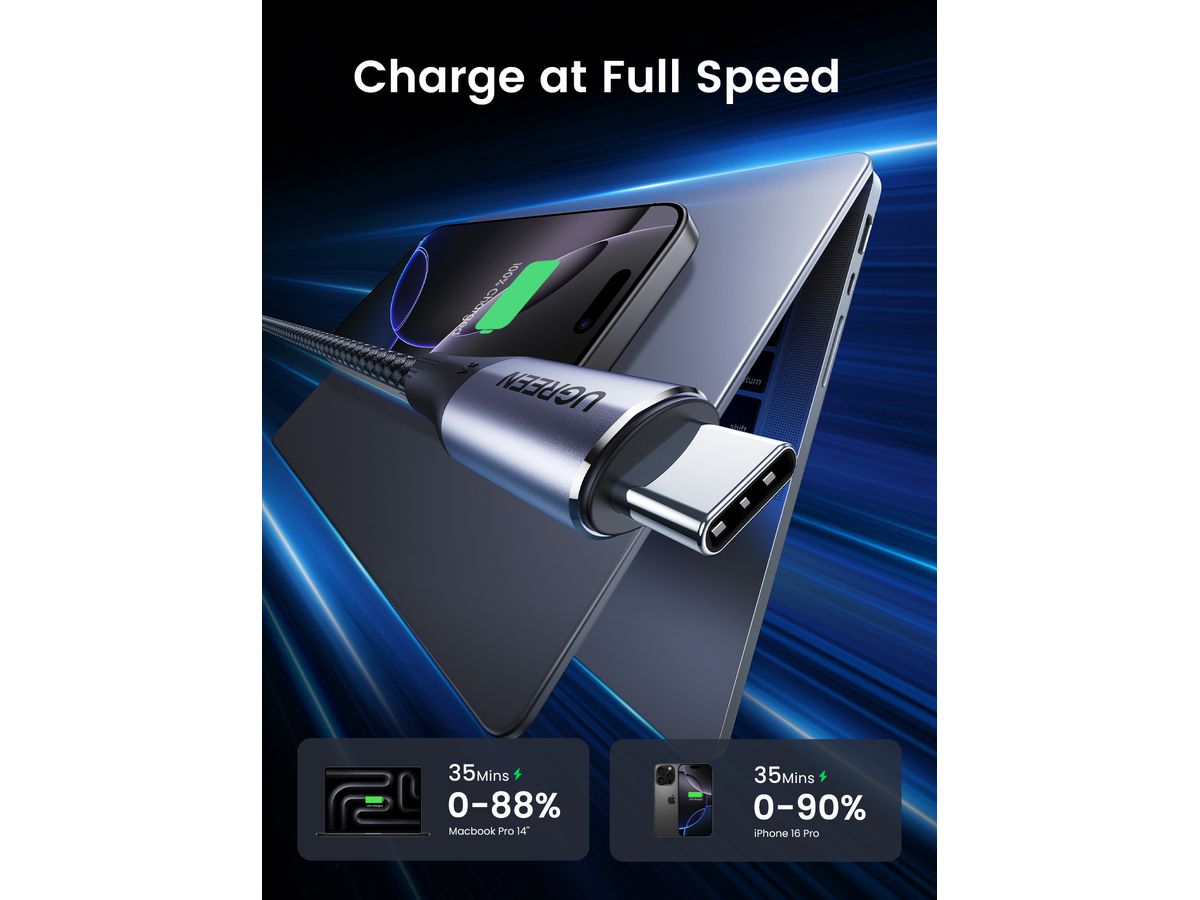 UGREEN Cable USB 3.2 Gen2 80150 Black, 1m (6957303881505)