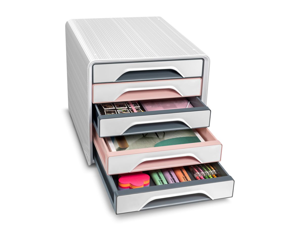 CEP Schubladenbox Smoove Mineral 1071111681 5 Schubladen weiss/grau/pink (3462159017723)