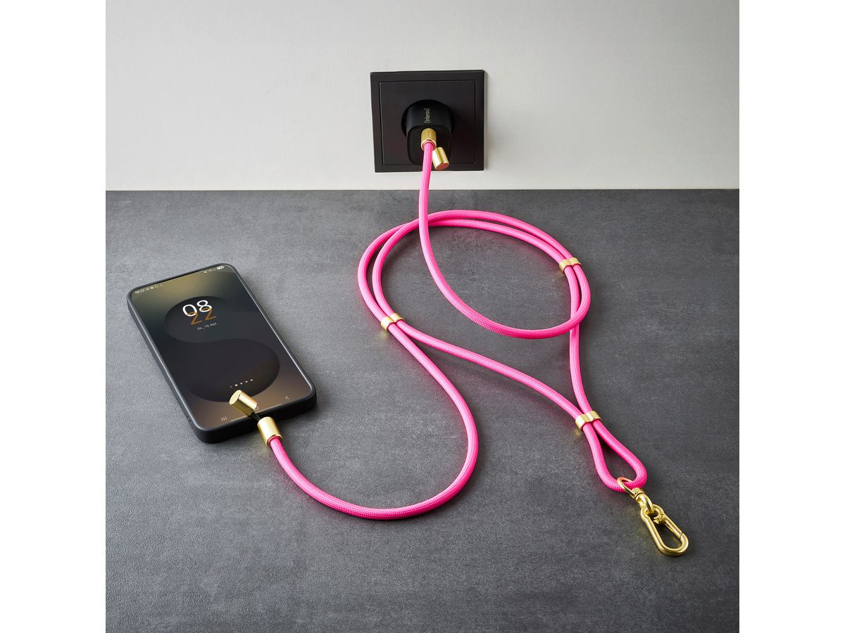 INTENSO Phone Lanyard Charg.Data Cable 7991004 2x USB-C, up to 1.65m neonpink (4034303037193)
