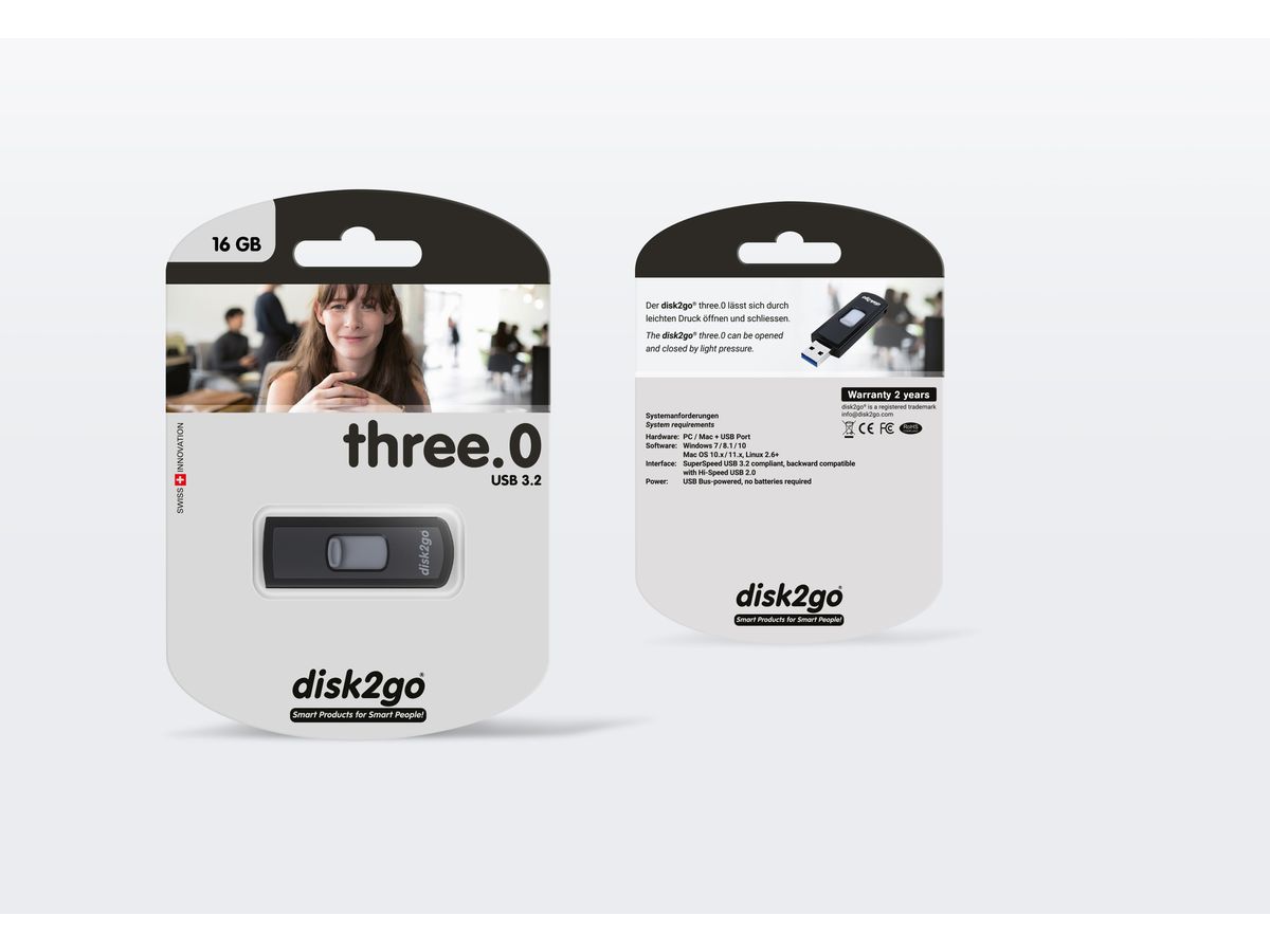 DISK2GO USB-Stick three.O 16GB 30006462 USB 3.0 (7640111165286)