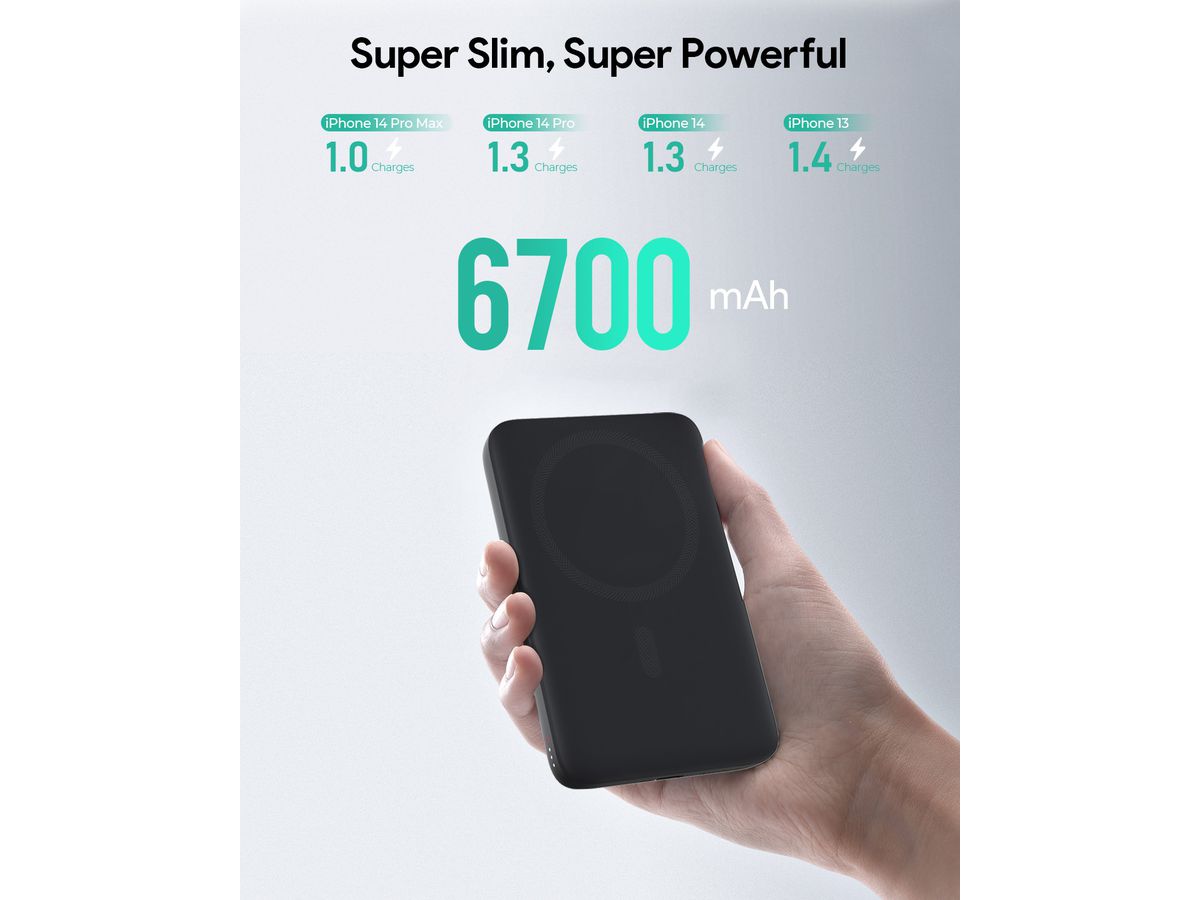 AUKEY MagFusion 6700mAh PB-MS05 GR Powerbank Qi2 Wireless Grey (0689323790296)