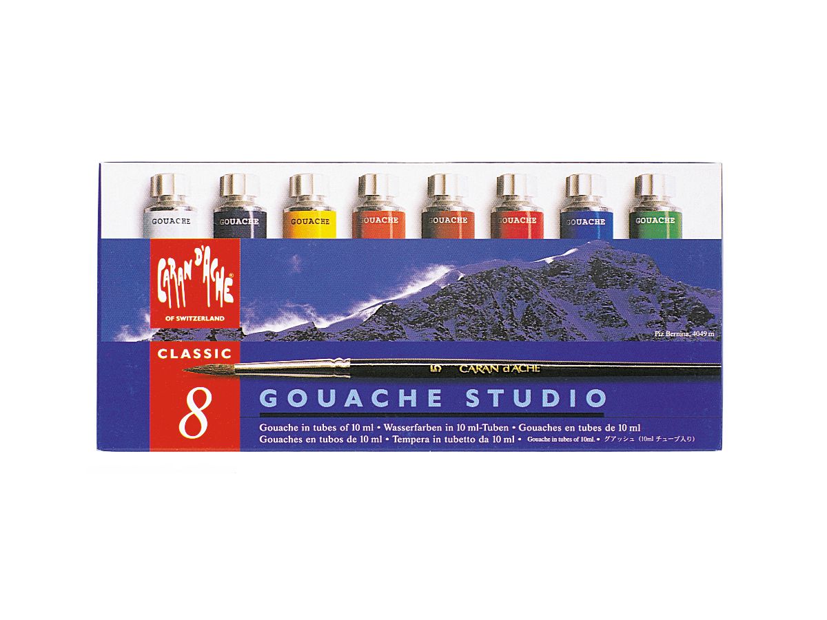CARAN D'ACHE Colore opaco Gouache 2001.408 8 colori pennello (7610186154089)