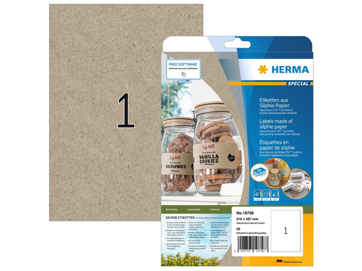 HERMA Etichette 210 x 297 mm 10758 da silphia paper 20 pezzi (4008705107587)