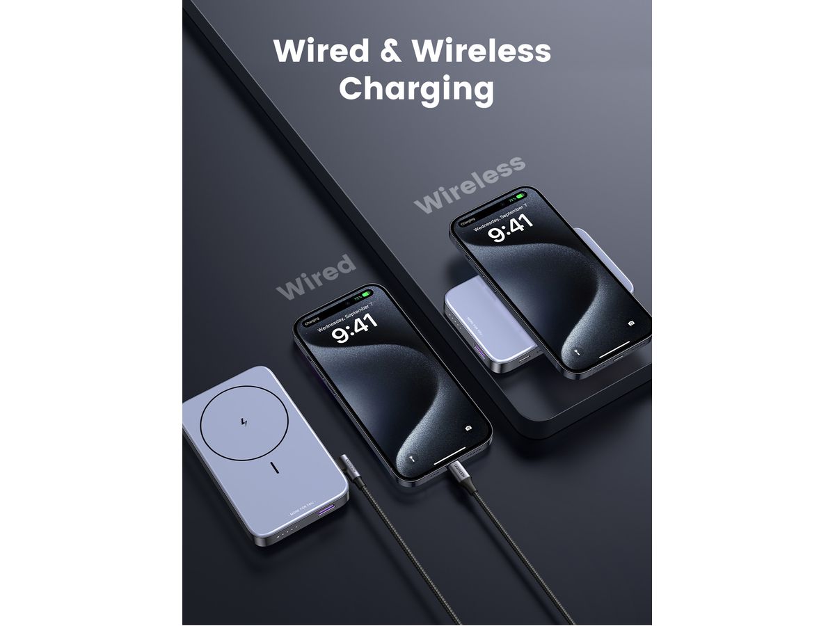 UGREEN Magnetic Power Bank 10000mAh 15086 20W, Wireless, Space Gray (6941876210862)