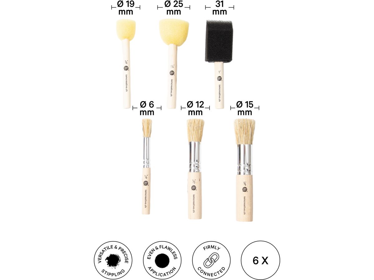 I AM CREATIVE Schablonierpinsel Set 1011.34 6-teilig (7611983250318)