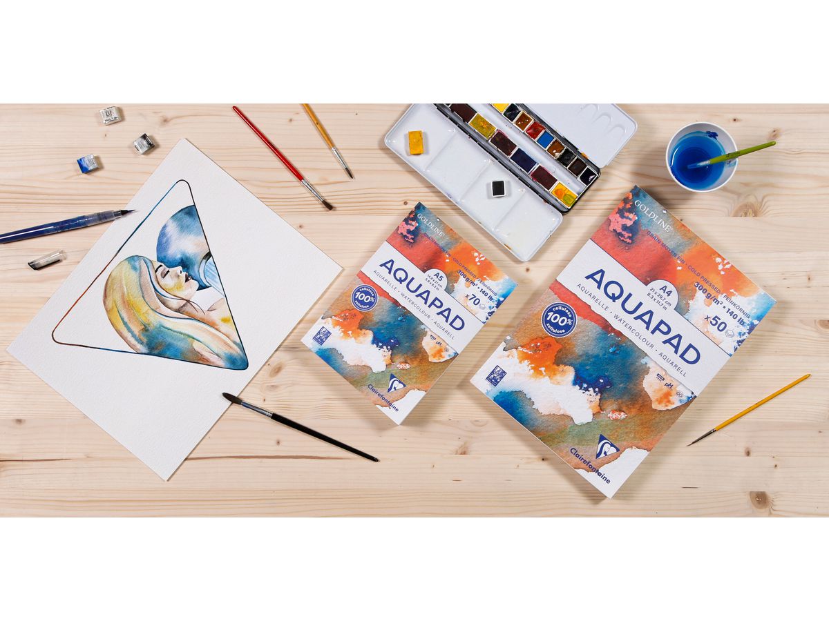 CLAIREFONTAINE Bloc dessin aquarelle A5 975720C blanc naturel,MF,300g 70 flls. (3329689757201)