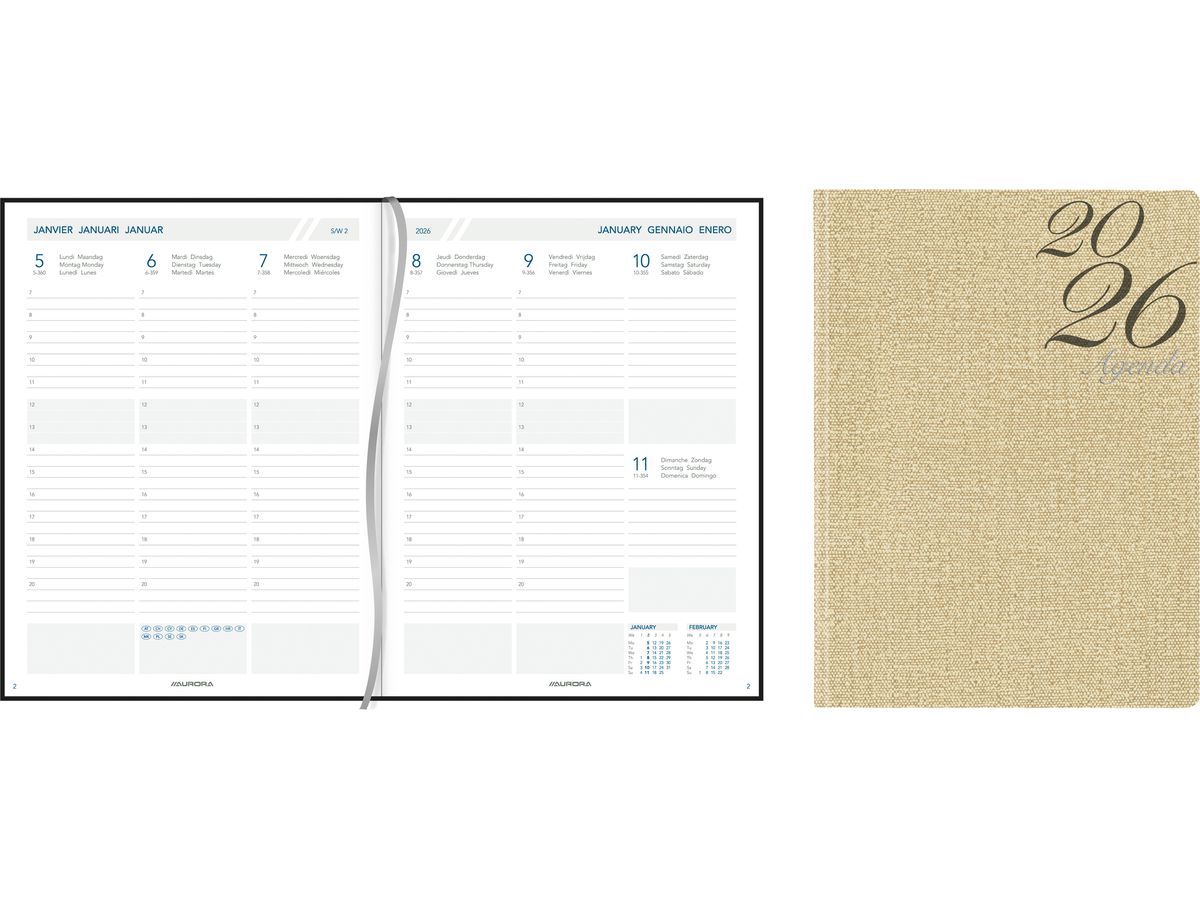 AURORA Agenda Canapa Business 2026 2912 1W/2S ass. ML 15M 17.5x22.5cm (5411028429226)